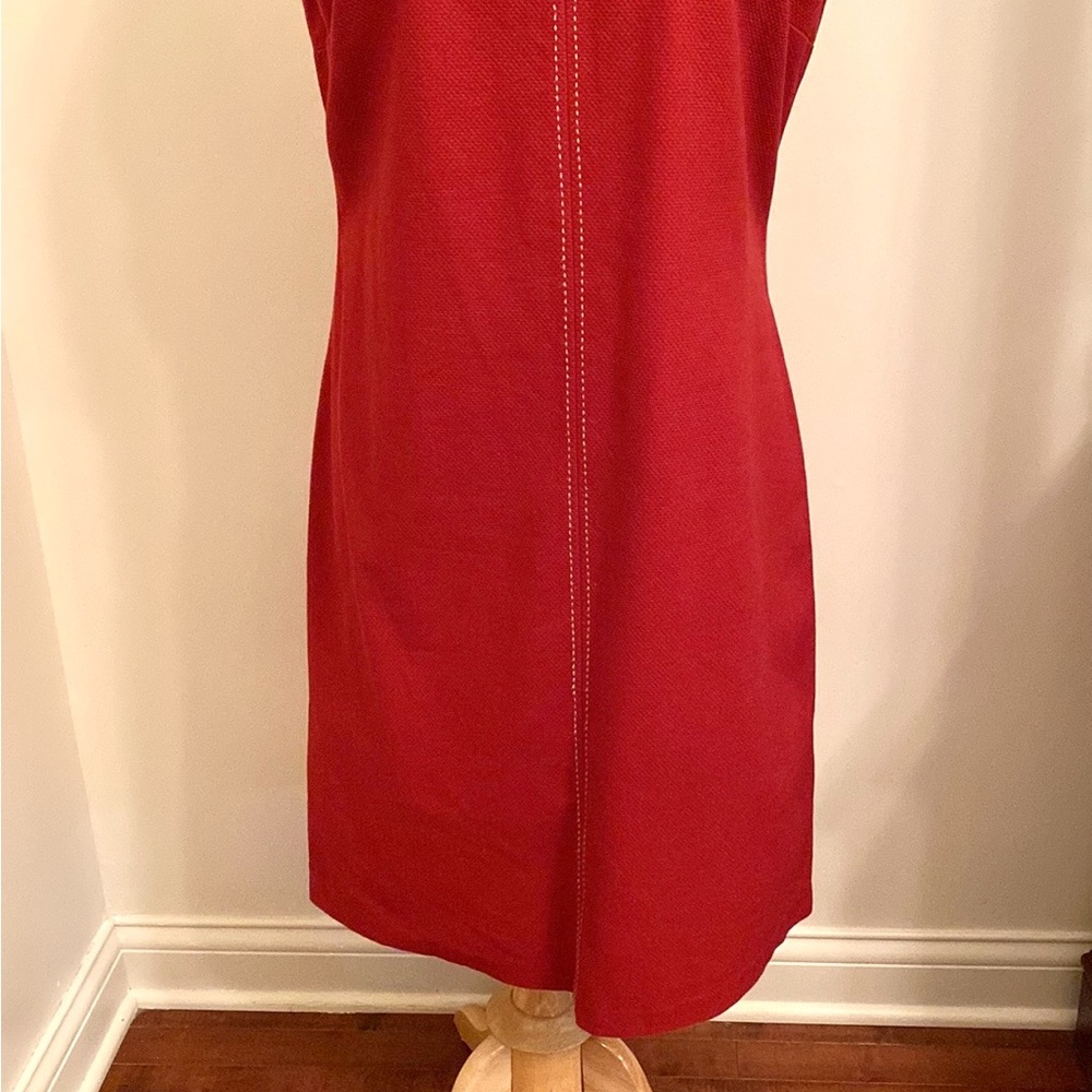 Eddie Bauer Red Textured M Minimalist Coastal Cottagecore Exposed Stitch Dress - Picture 3 of 10